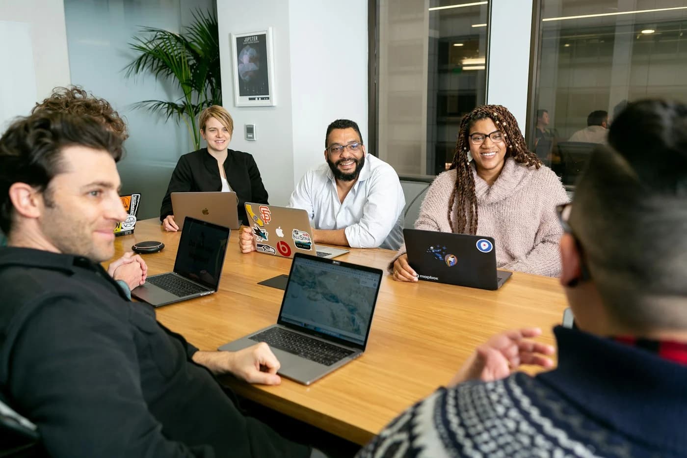 A software team working together around a table